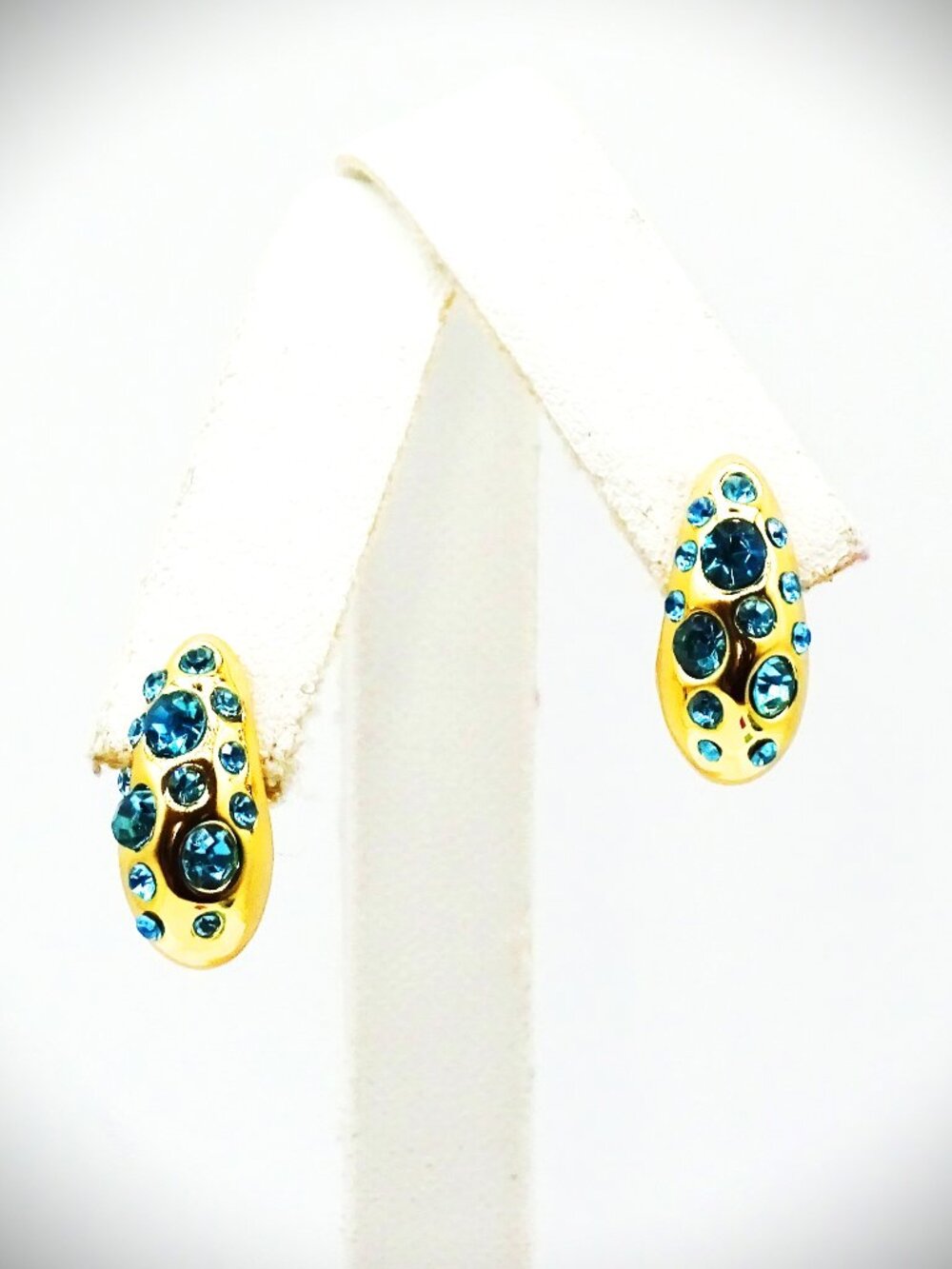 KURT GEIGER LONDON Bombay Pavé Blue CZ Dome Hoop Earrings